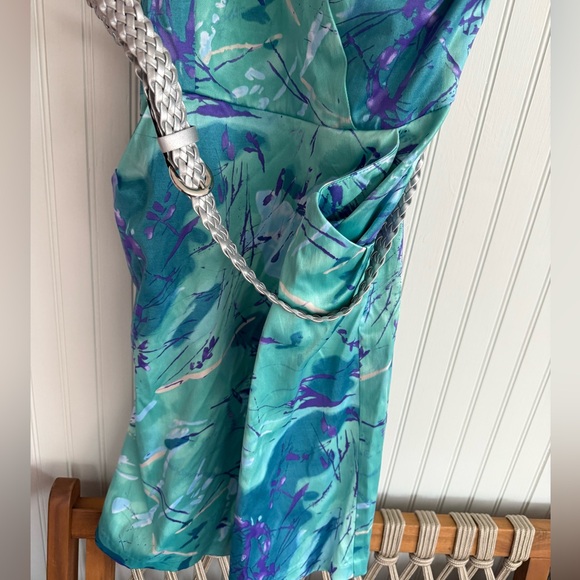 Bisou Bisou Teal One Shoulder Dress Size 10 - Picture 5 of 7